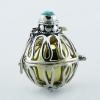 Airy Flower Gemstone At Top Silver Chiming Sphere Pendants