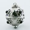 Ornate Sterling Silver Chiming Sphere Gemstones In Flowers