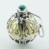 Hallmarked 925 Sterling Silver Chiming Sphere Gem At Top