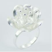 Wholesale Gleaming Brushed Silver Plated Sterling Silver Flower Rings