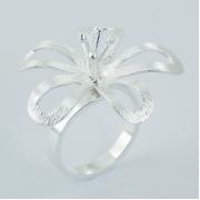 Wholesale Brushed Sterling Silver Openwork Neat Design Flower Rings