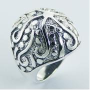 Wholesale Antiqued Top Shiny Sun And Dots Relief Silver Designer Rings