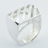 Sterling Silver Shiny Diagonally Open Stripes Designer Rings