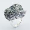 Waved Round Top Antiqued Abstract Rays Sterling Silver Rings