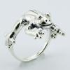 Shiny Silver Ring Topped By Authentically Crafted Cute Frog