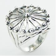 Wholesale Solid Ornate 925 Silver Vintage Style Rings With Spheres