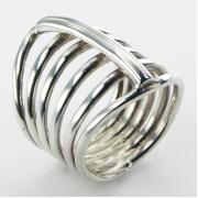 Wholesale Tapering Six Bands Sterling Silver Rings With Vertical Line