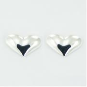 Wholesale Elongated And Convex Sterling Silver Heart Stud Earrings
