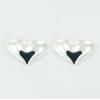Elongated And Convex Sterling Silver Heart Stud Earrings