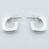 Smooth Plain Silver Open Square Stud Earrings