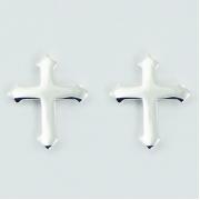 Wholesale Small Polished Sterling Silver Passion Cross Stud Earrings
