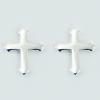 Small Polished Sterling Silver Passion Cross Stud Earrings