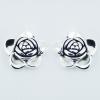 Electroformed Silver Jewelry Dainty Rose Flower Stud Earrings wholesale