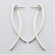Wholesale Sterling Silver Stud Earrings Shiny Stylized Fine Open Fish