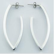 Wholesale Sterling Silver Stud Earrings Shiny Open Marquise Shapes