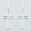 925 Sterling Silver Ear Studs Open Cross Drop Shaped Post