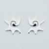 Small Sterling Silver Ear Studs Cute Zigzag Twirled Suns