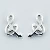 Small Plain 925 Sterling Silver Stud Earrings Music Symbol