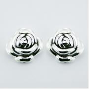 Wholesale Electroformed Pristine Silver Cute Rose Stud Earrings