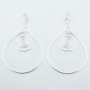 Large Plain Sterling Silver Stud Earrings Open Drop And Spiral