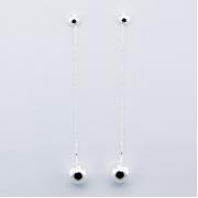 Wholesale Plain Silver Stud Earrings Long Box Chains With Spheres