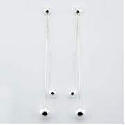 Wholesale Long Silver Earrings Ear Studs With Snake Chains And Spheres