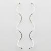 Sterling Silver Stud Earrings Long Fine Twisted Shiny Lines