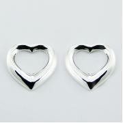 Wholesale Sterling Silver Ear Stud Earrings Convexed Open Hearts