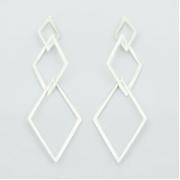 Wholesale Interlocked Diamond Outlines Trendy Silver Stud Earrings