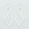Interlocked Diamond Outlines Trendy Silver Stud Earrings