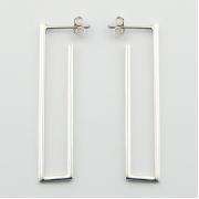 Wholesale Sterling Silver Stud Earrings Rectangular Fine Shiny Lines