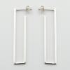 Sterling Silver Stud Earrings Rectangular Fine Shiny Lines
