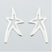 Wholesale Shiny Floating Sterling Silver Open Star Stud Earrings