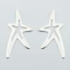 Shiny Floating Sterling Silver Open Star Stud Earrings