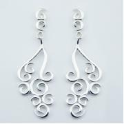 Wholesale Ajoure Long Curls And Twirls Sterling Silver Stud Earrings