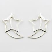 Wholesale Sterling Silver Stud Earrings Open Star On Open Moon