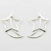 Sterling Silver Stud Earrings Open Star On Open Moon