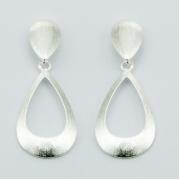 Wholesale Convexed Open Drop Brushed Sterling Silver Stud Earrings