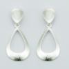 Convexed Open Drop Brushed Sterling Silver Stud Earrings