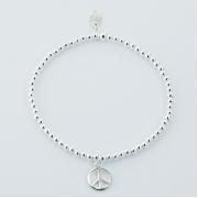 Wholesale Sterling Silver Beads Stretch Bracelet With Peace Charm
