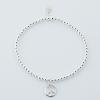 Sterling Silver Beads Stretch Bracelet With Peace Charm