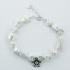 Freshwater Pearl Bracelet Antiqued Sterling Silver Flower