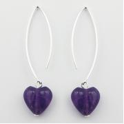 Wholesale Adorable Amethyst Heart Sterling Silver Drop Earrings