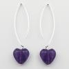 Adorable Amethyst Heart Sterling Silver Drop Earrings
