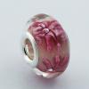 Vibrant Pink Flowers In Transparent Murano Glass Bead