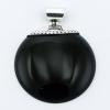 Black Agate Gemstone Disc Ornate Silver Hinged Pendants