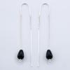 Silver Gemstone Earrings Glossy Black Agate Threaders