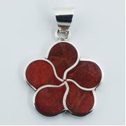 Wholesale Sponge Coral Twirled Flower Sterling Silver Framed Pendant