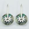 Iridescent Abalone Shell Discs Silver Decor Earrings