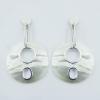Mother Of Pearl Disc Ear Studs Open Shapes Silver Framed